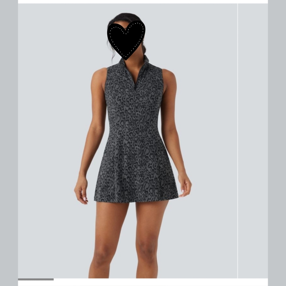 HALARA Black Leopard Print Mini Dress